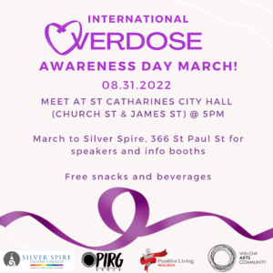 Overdose Awareness Day March Poster from Positive Living Niagara.
